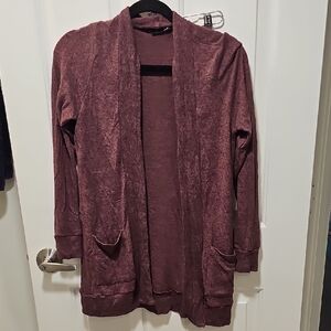 Women's Maroon Open-Front Cardigan